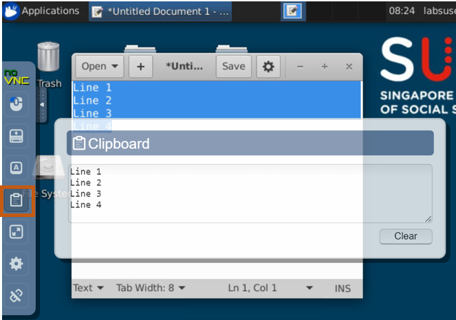 Open noVNC clipboard