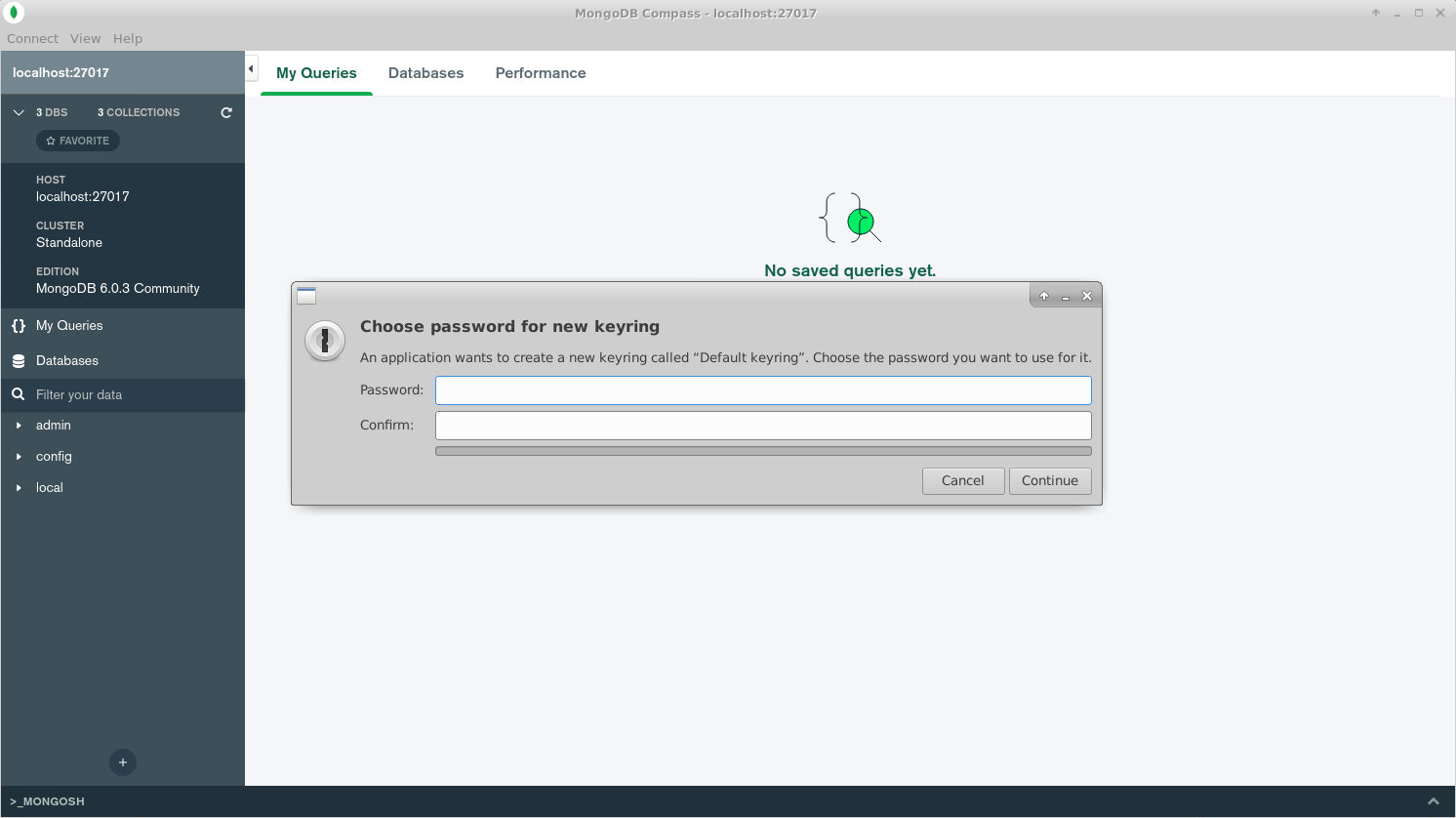mongodb-compass password prompt
